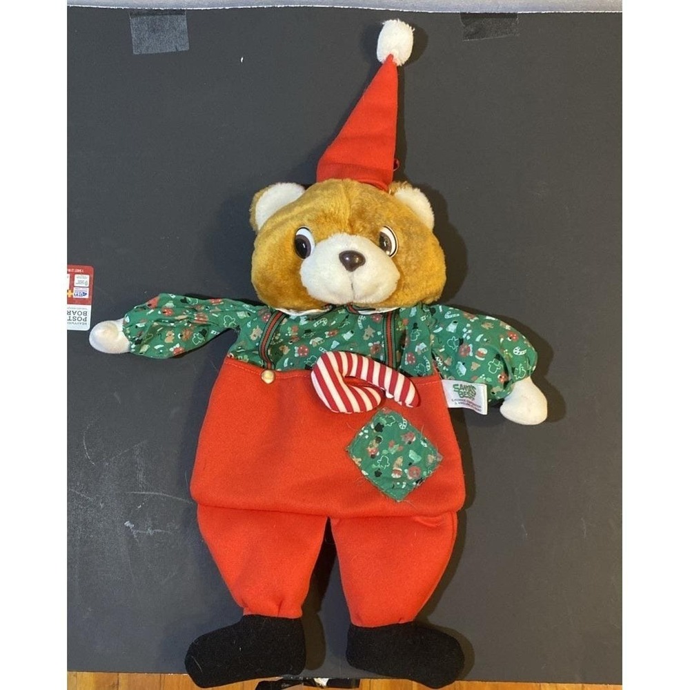 Vintage‎ 80s Santa's Best Rennoc 3D Brown Teddy Bear Plush Christmas Stocking
